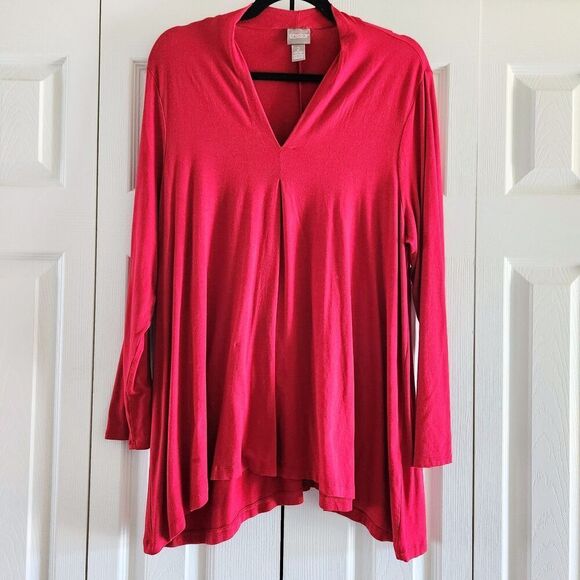 Chico's Women's Tunic Flowy Batwing Hem Top, Size Medium - Picture 1 of 3